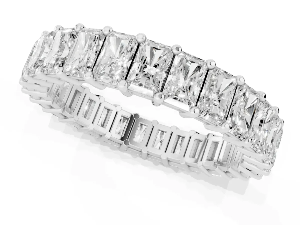 radiant Cut eternity band with shared prong setting Silver