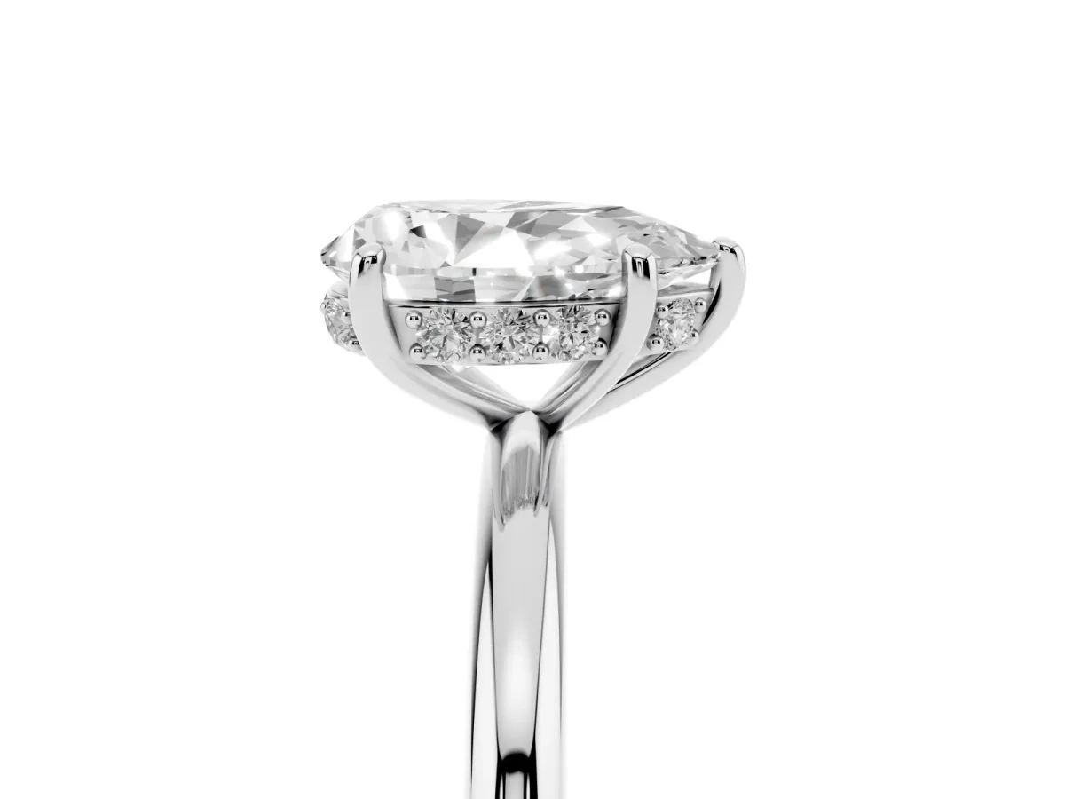 Pear Cut Solitaire Diamond Ring with a Classic Band and Four-Prong Setting Platinum