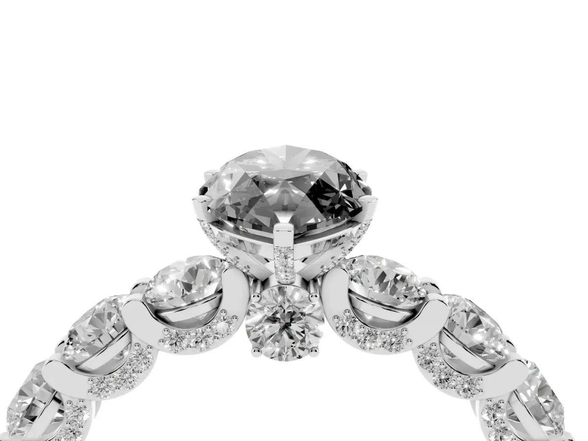 Fancy Black Marquise Cut Diamond Side Stone Engagement Ring with Four-Prong Setting Silver