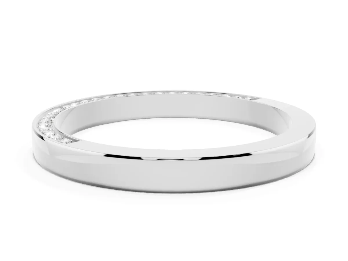 Pavé Round Diamond Channel Set Band White gold