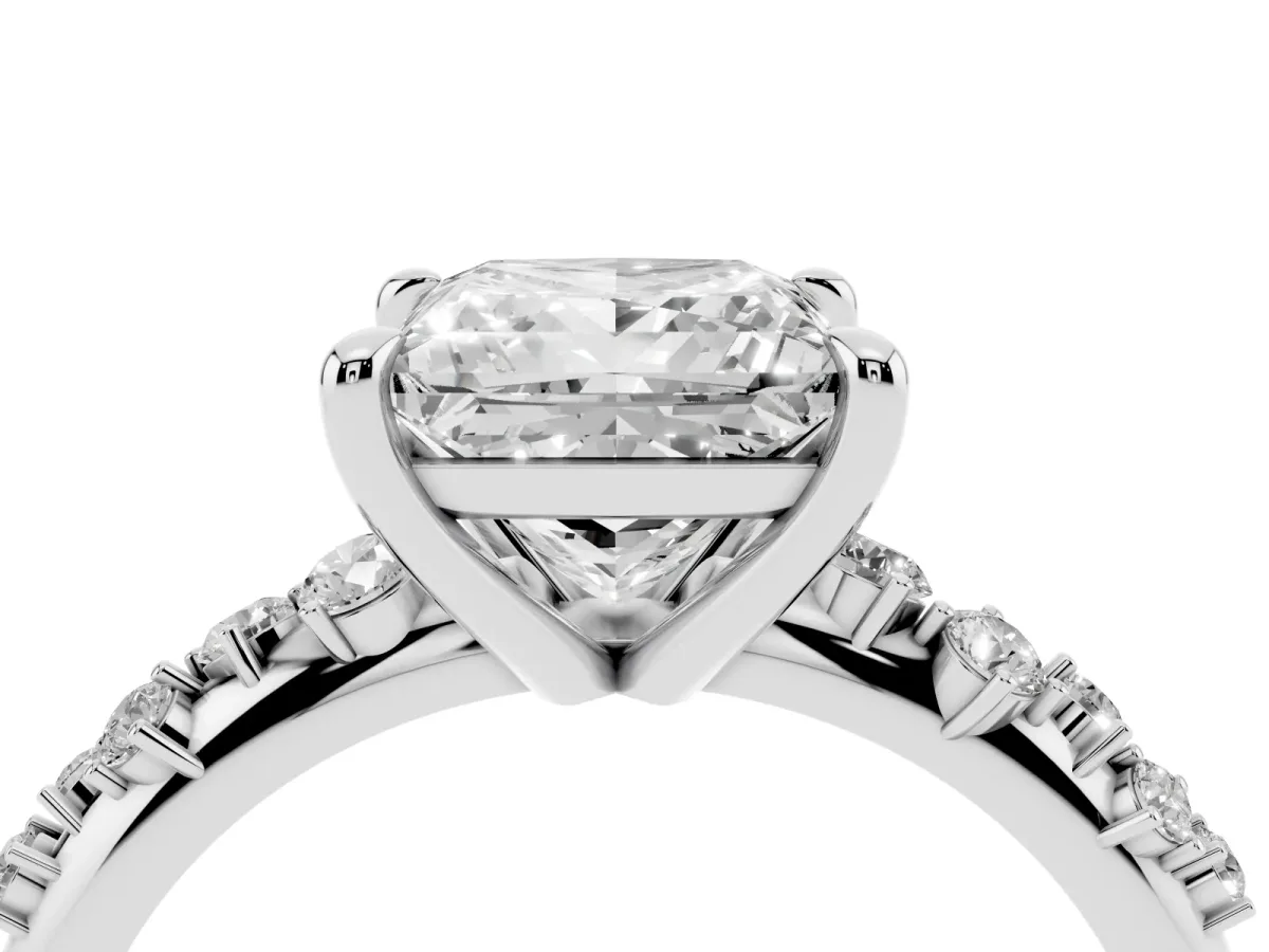 Princess Cut Cut Diamond Vine Band with Four-Prong Setting Platinum
