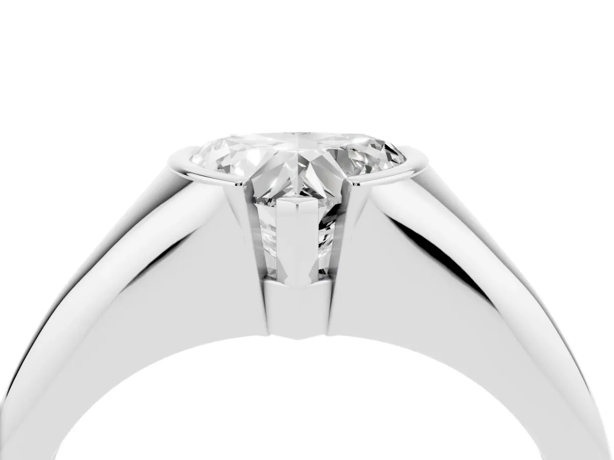 Heart Cut Solitaire Tension Set Diamond Ring Silver