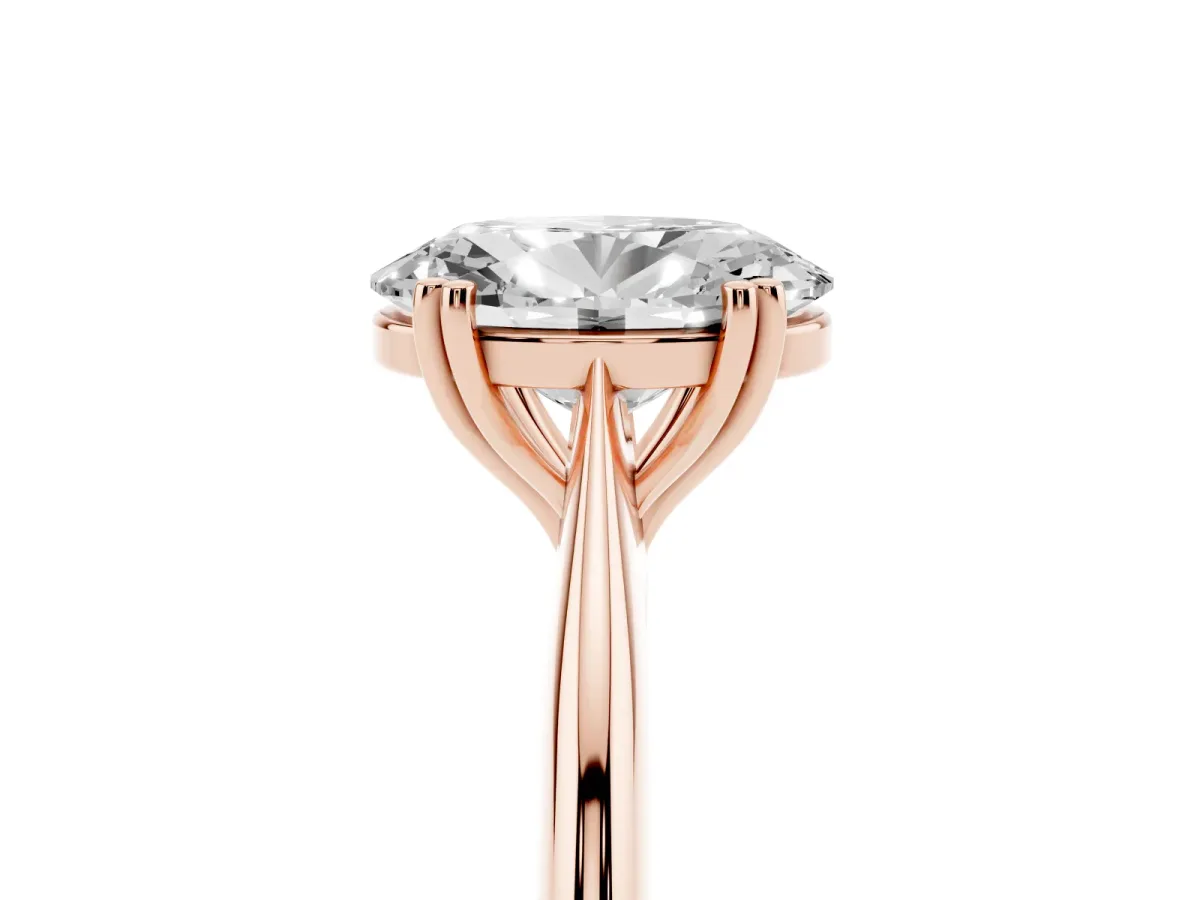 Oval Cut Solitaire Diamond Ring with Six-Prong Setting and Classic Band Rose gold