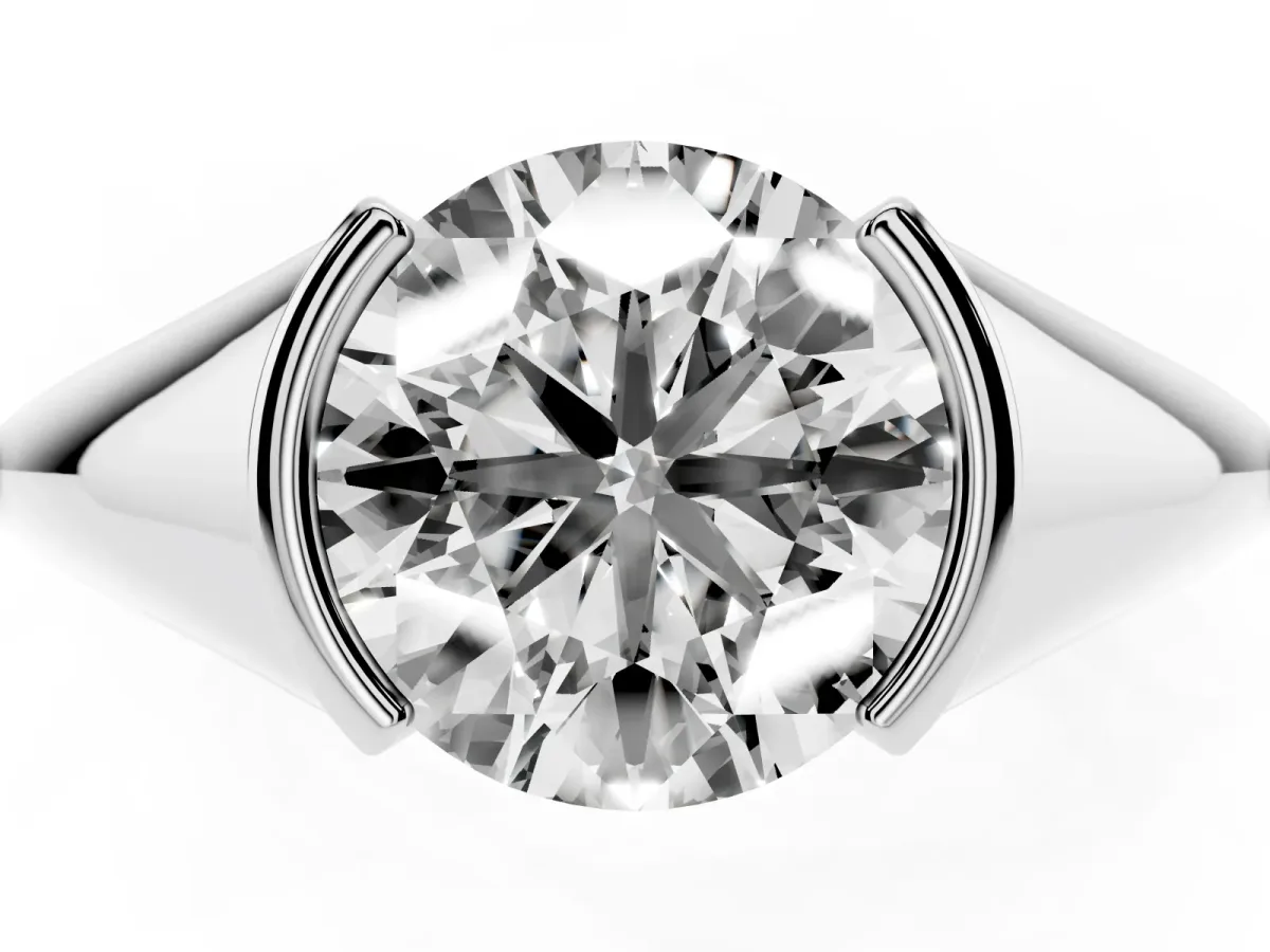 Round Cut Solitaire Tension Set Diamond Ring White gold