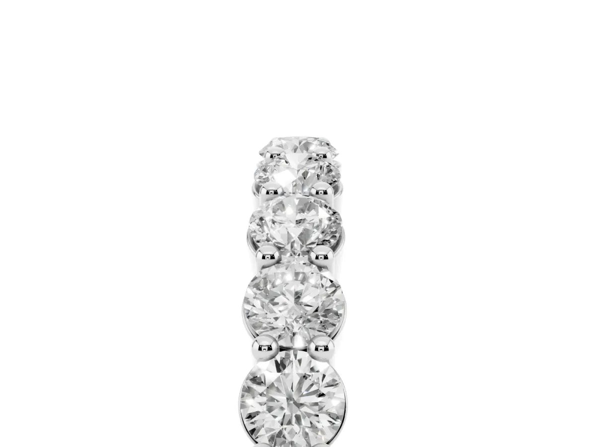 Round Diamond Half Eternity Band with Prong Setting Silver