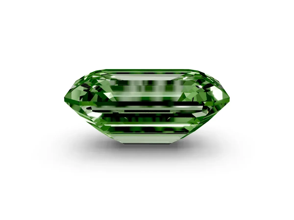 Fancy Green Emerald Cut Solitaire Twist Band Six-Prong Setting Rose gold