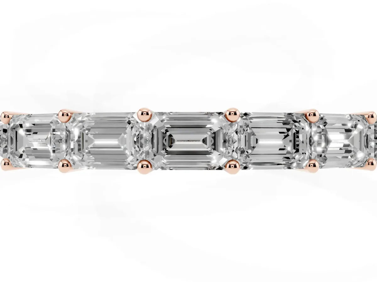 Emerald Cut Diamond Single Row Wedding Band Rose gold