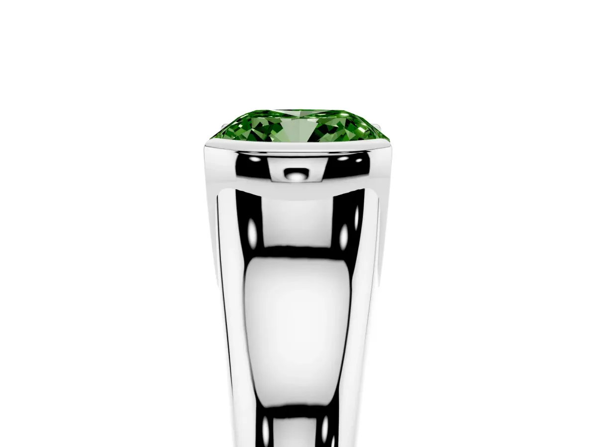 Fancy Green Cushion Cut Solitaire Tension Set Diamond Ring with Split Shank Band Platinum