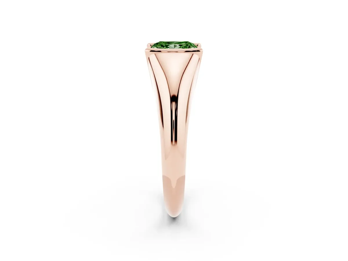 Fancy Green Princess Cut Solitaire Tension Set Diamond Ring Rose gold