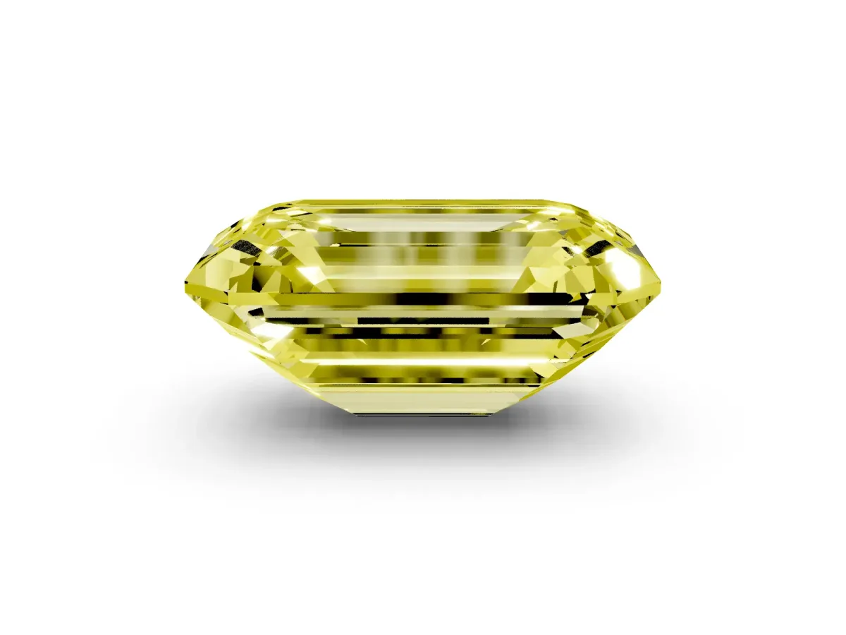 Fancy Yellow Emerald Cut Solitaire Twist Band Six-Prong Setting Silver