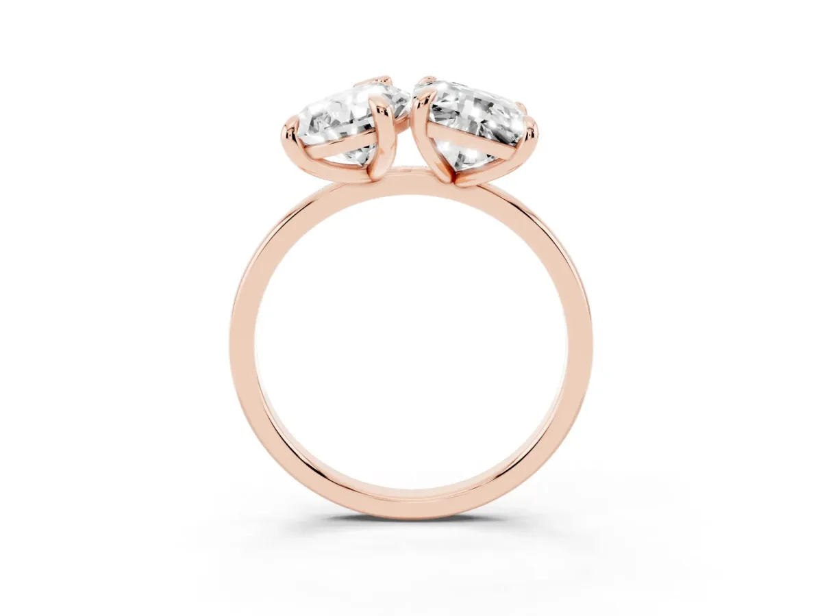 Pear and Radiant Toi Moi Ring with Prong Setting and Plain Band Rose gold
