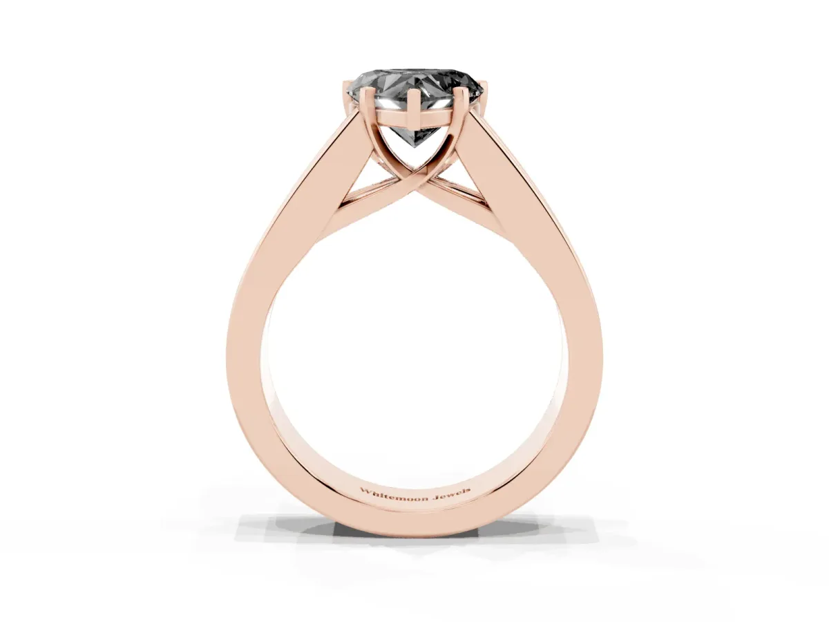 Fancy Black Heart Cut Cut Channel Set Solitaire Ring with Four-Prong Setting Rose gold
