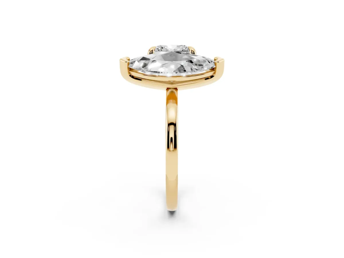 Cushion and Marquise Toi Moi Ring with Prong Setting and Plain Band Yellow gold