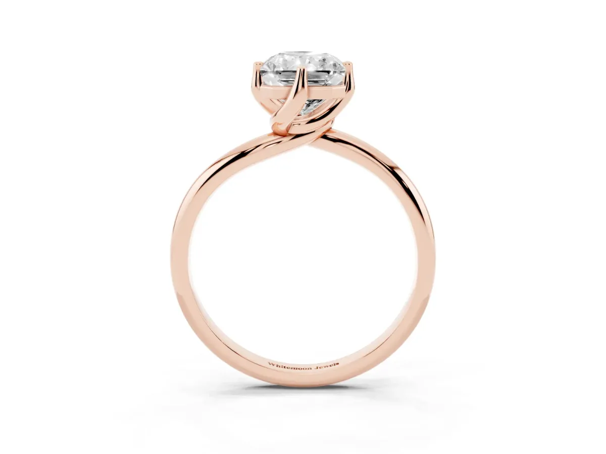 Radiant Cut Diamond Solitaire Engagement Ring with Four-Prong Setting and Classic Band Rose gold