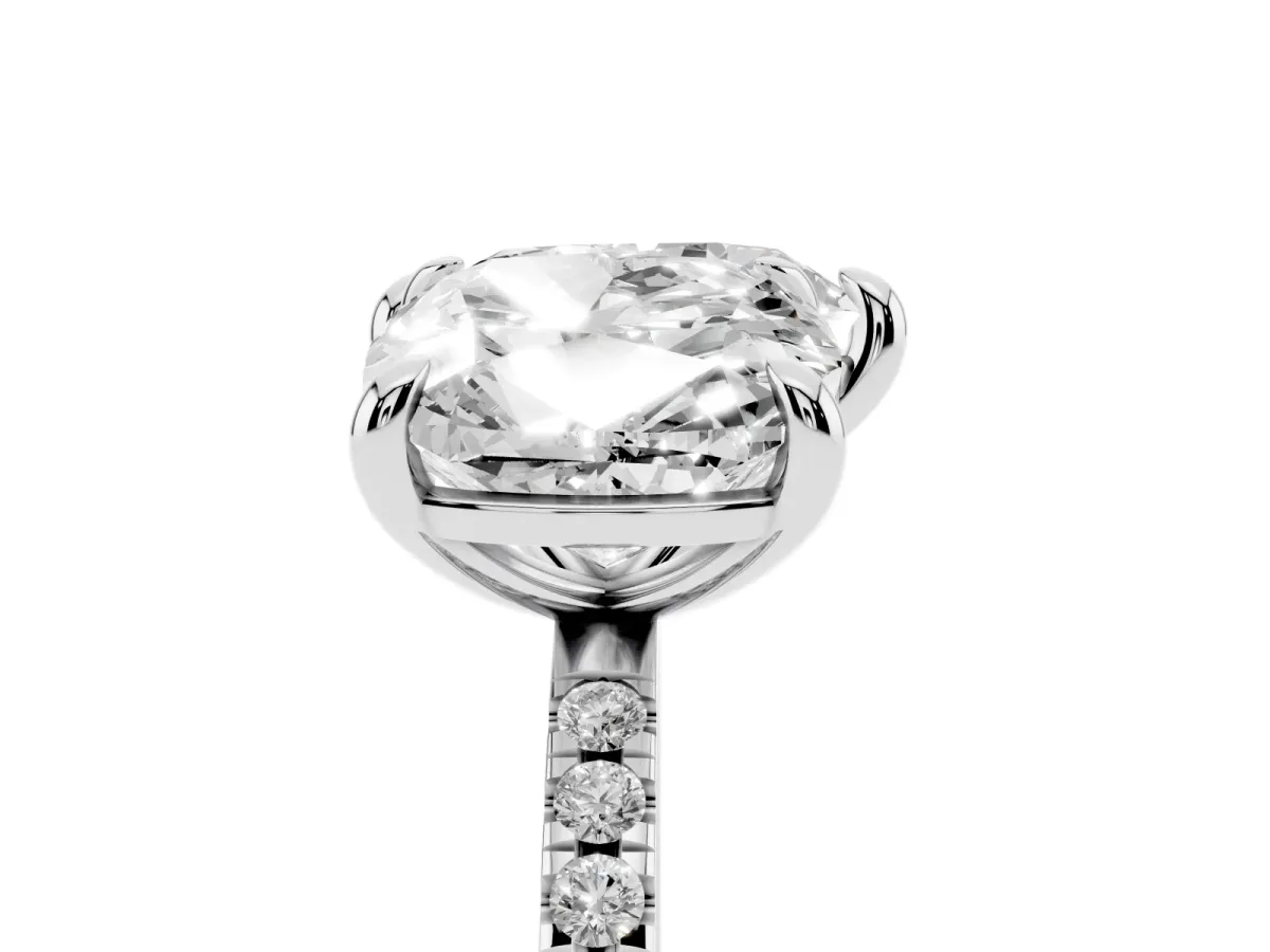 Cushion and Heart Toi Moi Ring with Prong Setting and Pave Band Platinum