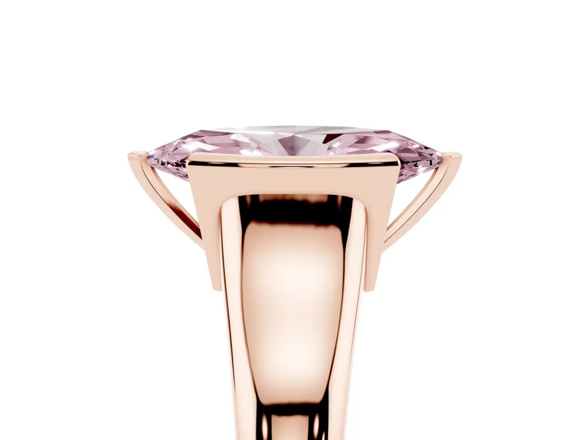 Fancy Pink Marquise Cut Solitaire Tension Set Diamond Ring with Split Shank Band Rose gold