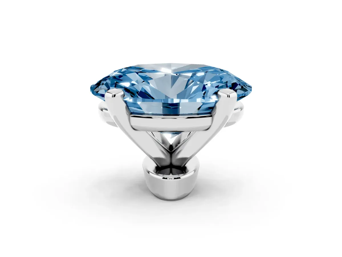 Fancy Blue Oval Cut Diamond Solitaire Ring with Prong Setting and Classic Band White gold