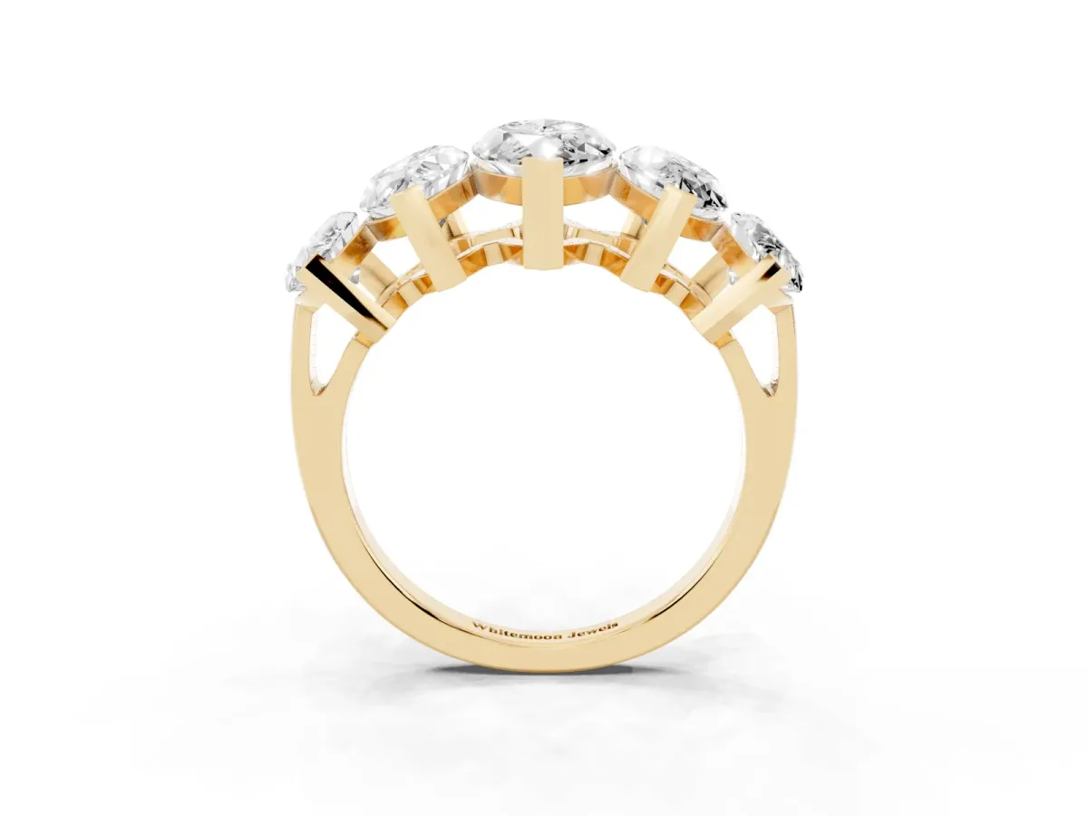 Five-Stone Marquise Diamond Prong Set Band Yellow gold