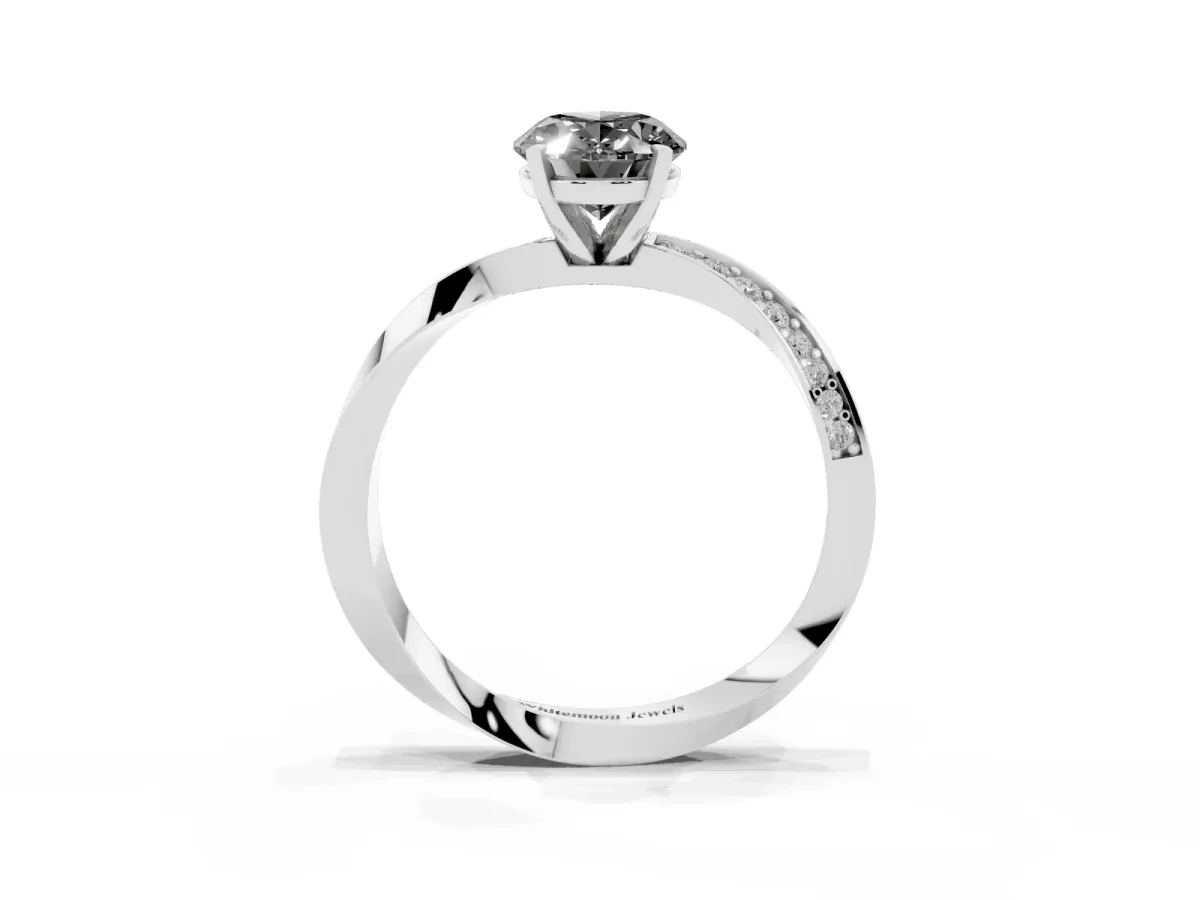 Fancy Black Oval Cut Diamond Engagement Ring with Side Stone Accents and Four-Prong Setting Platinum