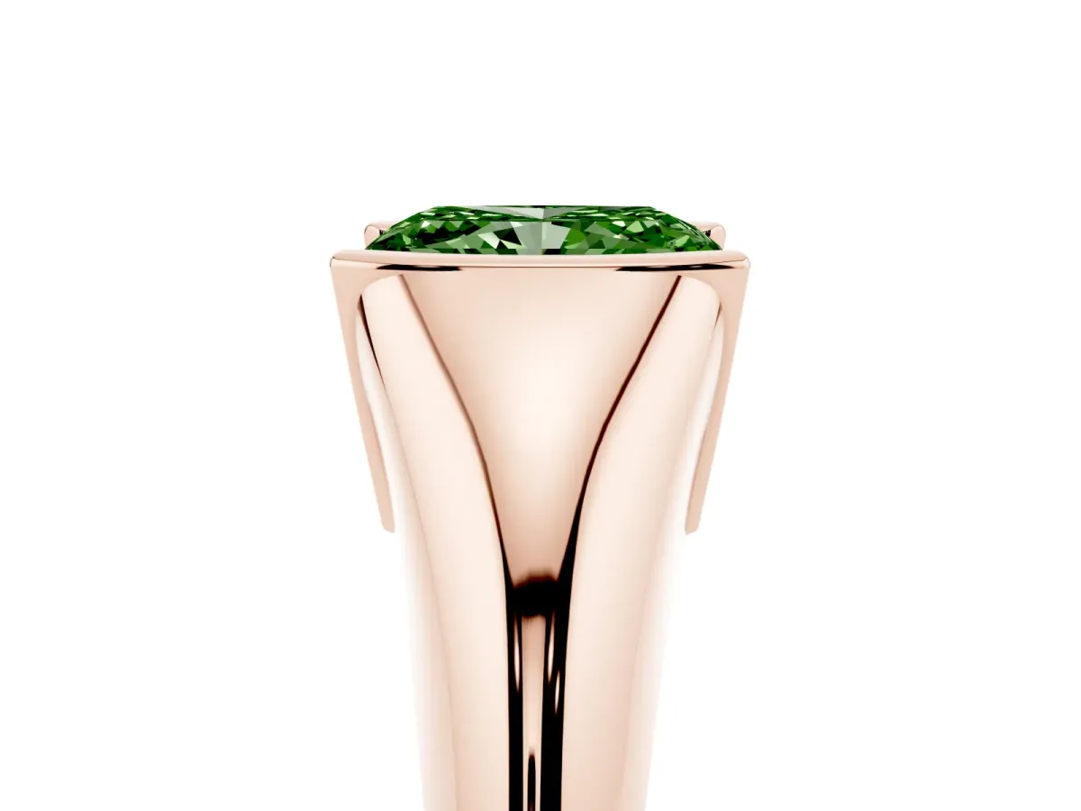 Fancy Green Radiant Cut Solitaire Tension Set Diamond Ring Rose gold