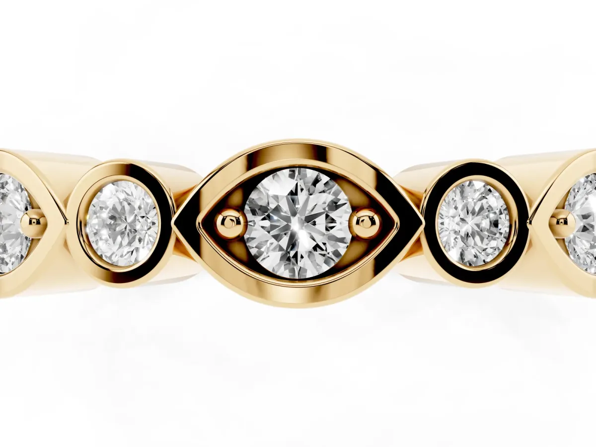 Bezel Set Mixed Shape Diamond Eternity Band Yellow gold
