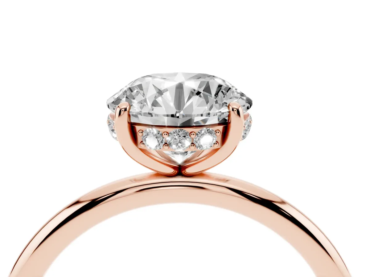Round Cut Solitaire Diamond Ring with a Classic Band and Four-Prong Setting Rose gold