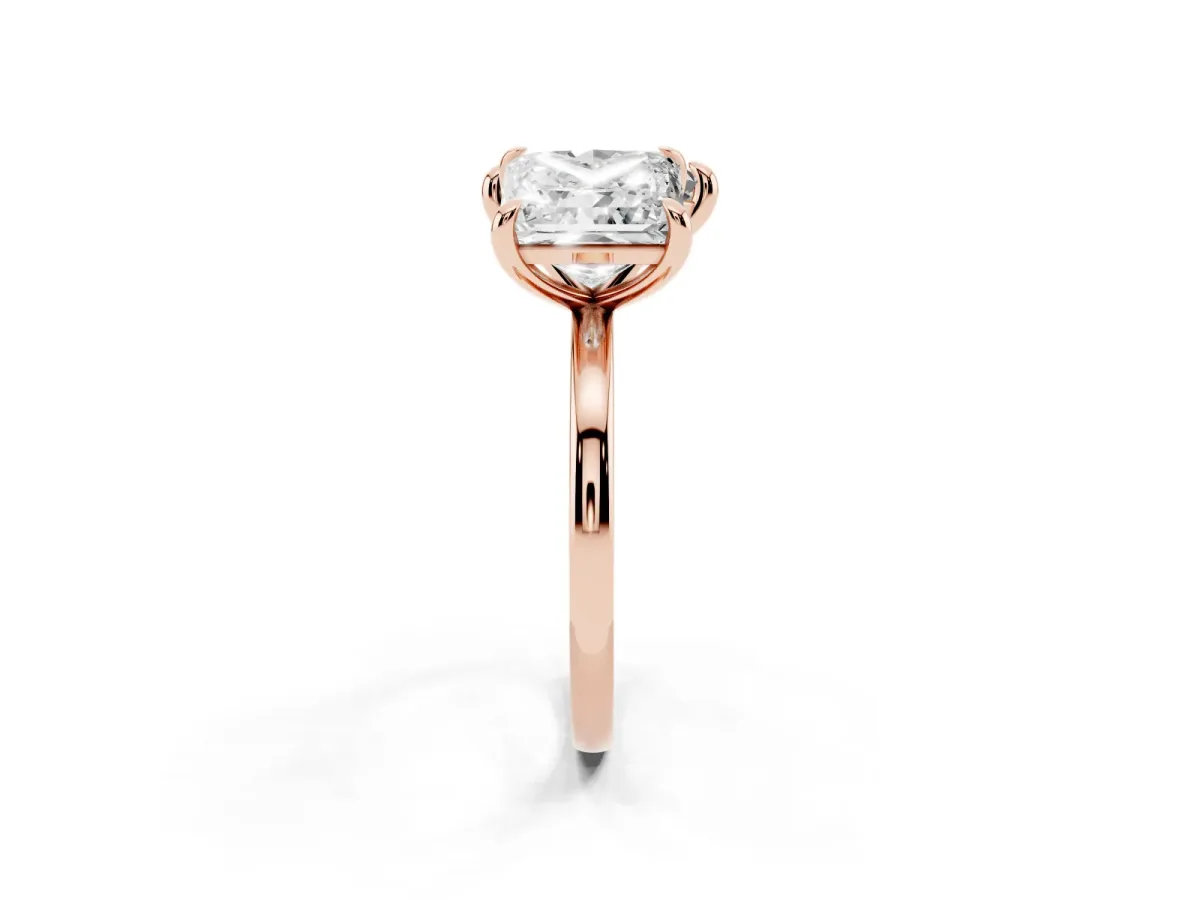 Heart and Princess Toi Moi Ring with Prong Setting and Plain Band Rose gold