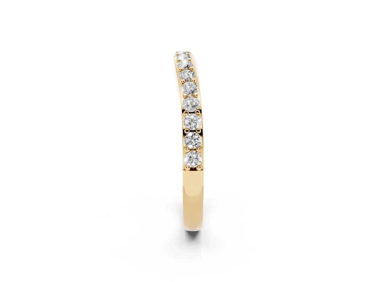 Round Diamond Pavé Set Curved Eternity Band Yellow gold