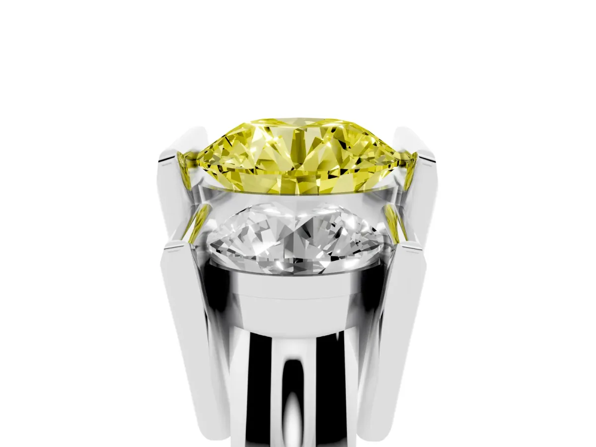 Fancy Yellow Three Stone Round Cut Cut Channel Set Diamond Ring Platinum
