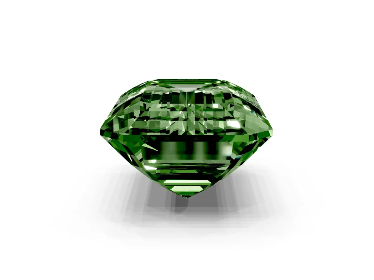 Fancy Green Emerald Cut Solitaire Twist Band Six-Prong Setting White gold