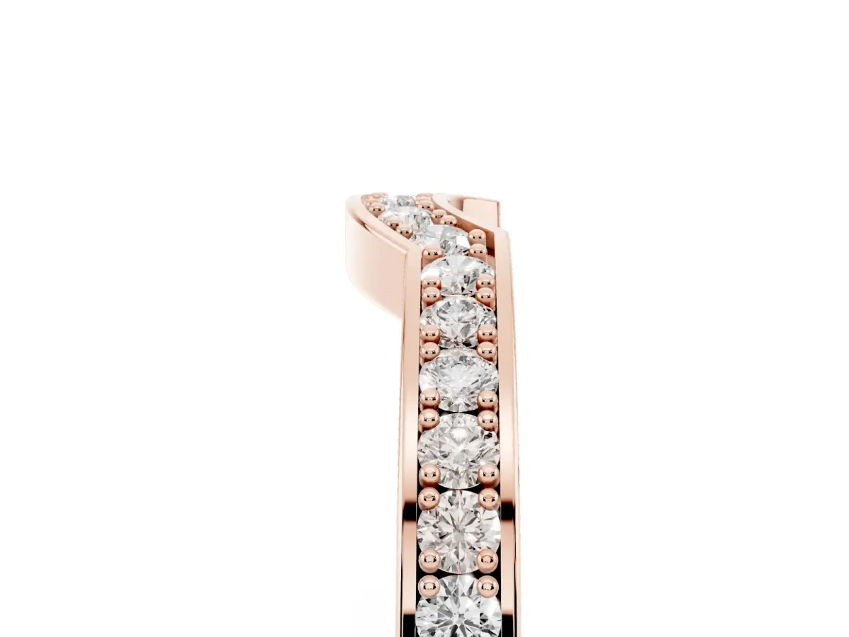Pavé Round Diamond Contour Band with Channel Setting Rose gold