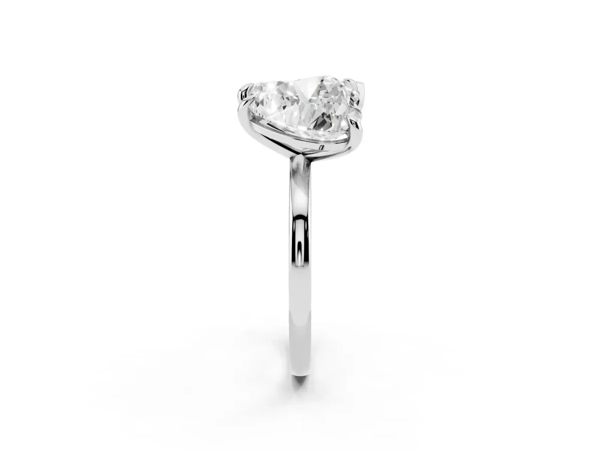 Pear and Heart Toi Moi Ring with Prong Setting and Plain Band Platinum
