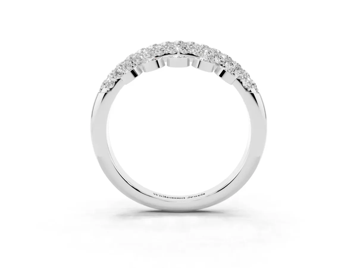 Round Diamond Dangle Promise Ring with Round Diamond Pavé Platinum
