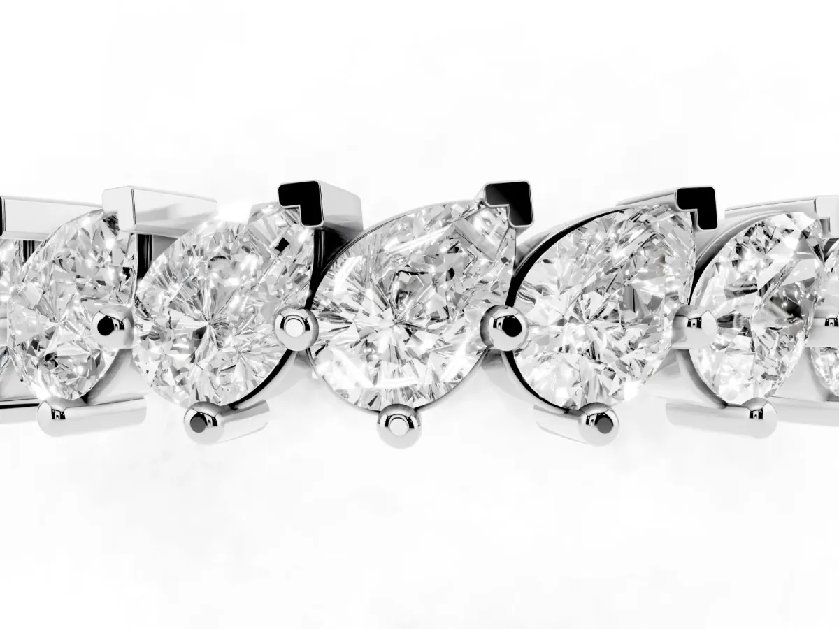 Pear Diamond Full Eternity Band with Shared Prong Setting Silver