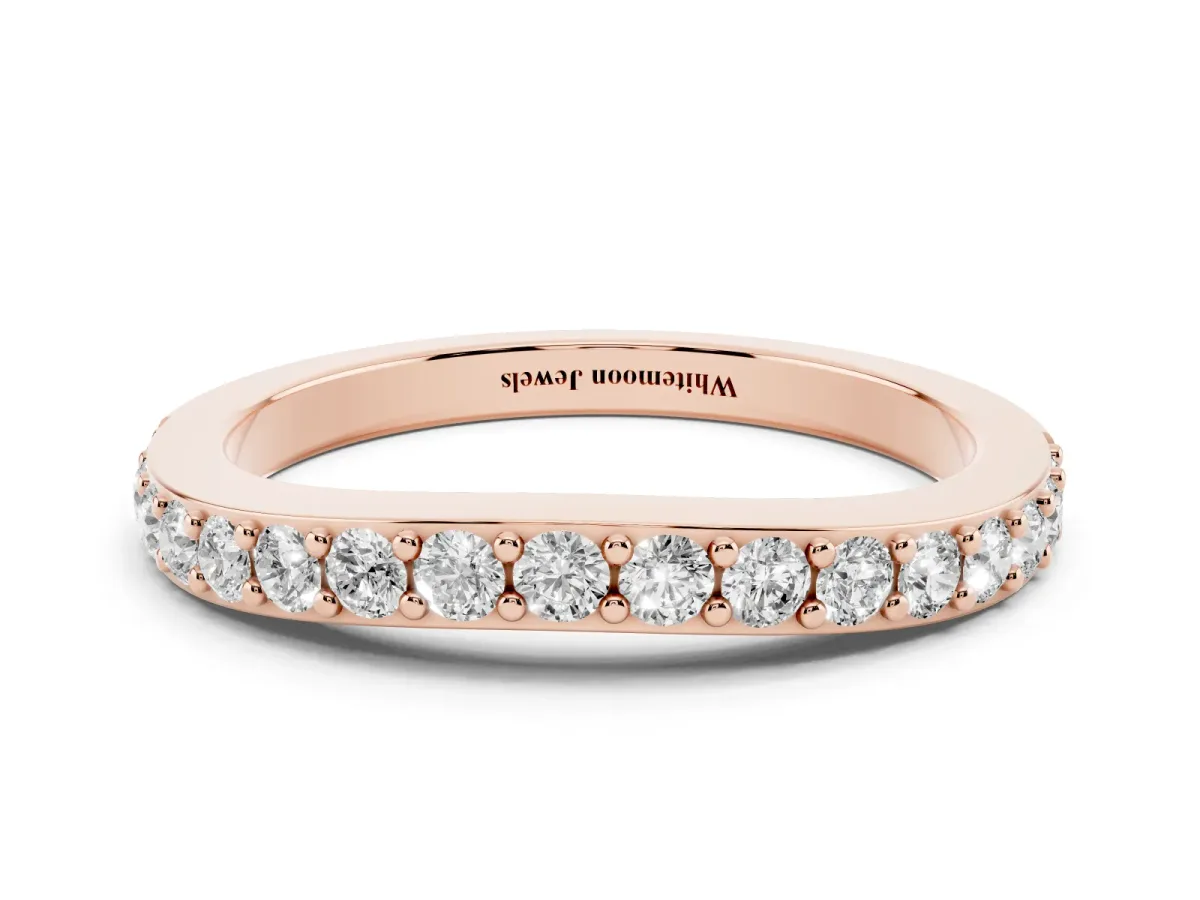 Round Diamond Pavé Set Curved Eternity Band Rose gold