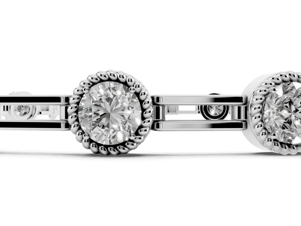 Round Bezel-Set Diamond Tennis Bracelet with Open Link Band Silver