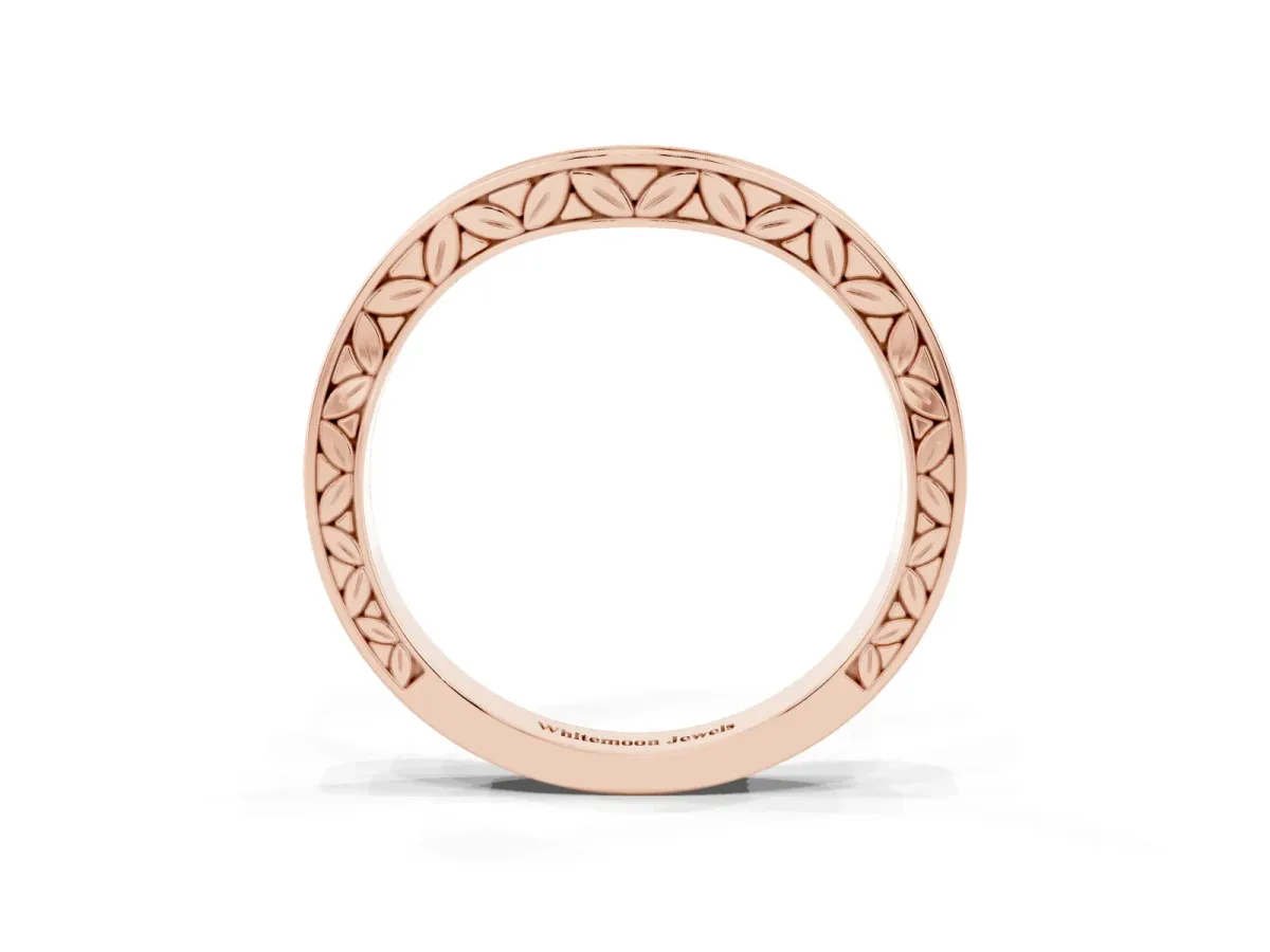 Round Cut Channel Set Wave Band with Pavé Setting Rose gold