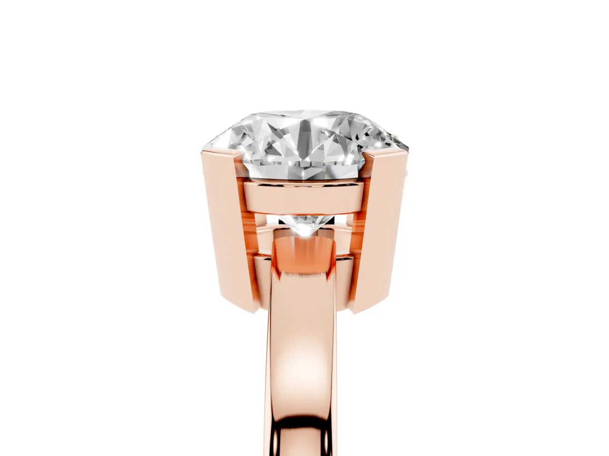 Round Cut Cut Solitaire Ring with Four-Prong Setting and Classic Band Rose gold