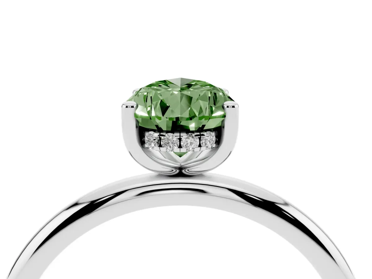 Fancy Green Pear Cut Cut Solitaire Engagement Ring with Four-Prong Setting and Classic Band White gold