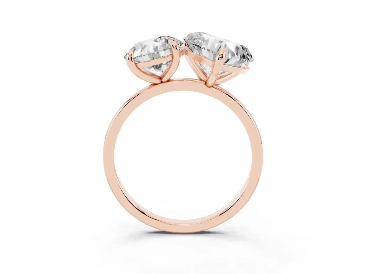 Round and Heart Toi Moi Ring with Prong Setting and Plain Band Rose gold