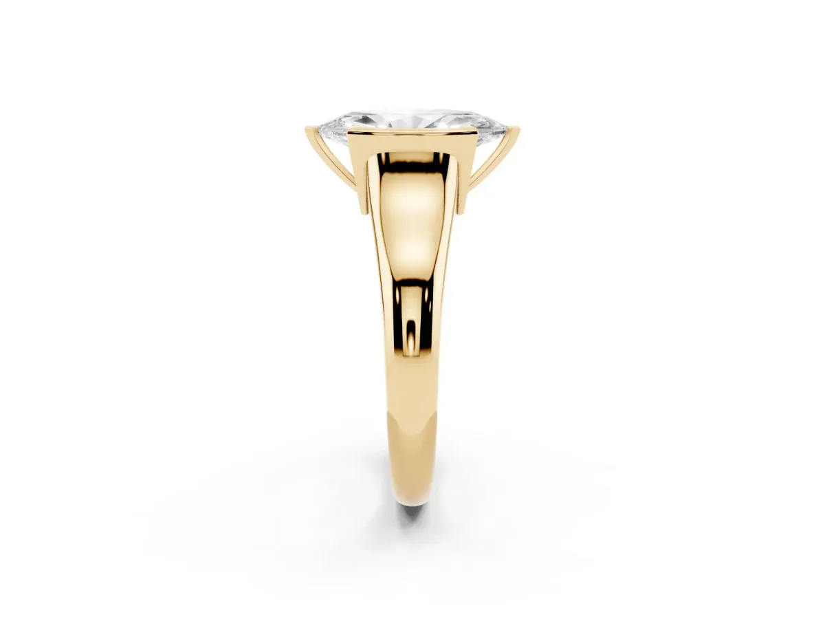 Marquise Cut Solitaire Tension Set Diamond Ring with Split Shank Band Yellow gold
