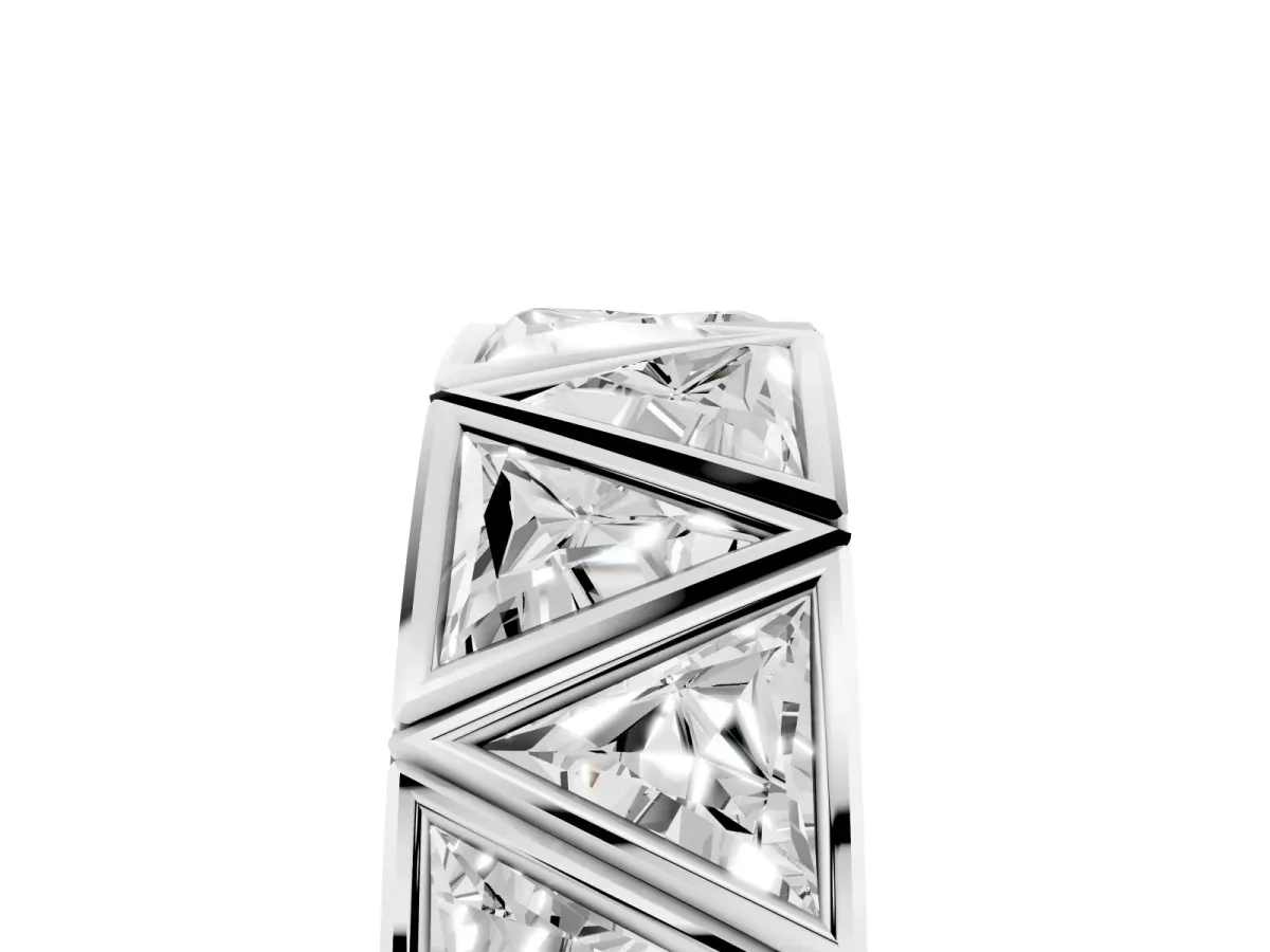 Triangle Diamond Geometric Mens Band Silver
