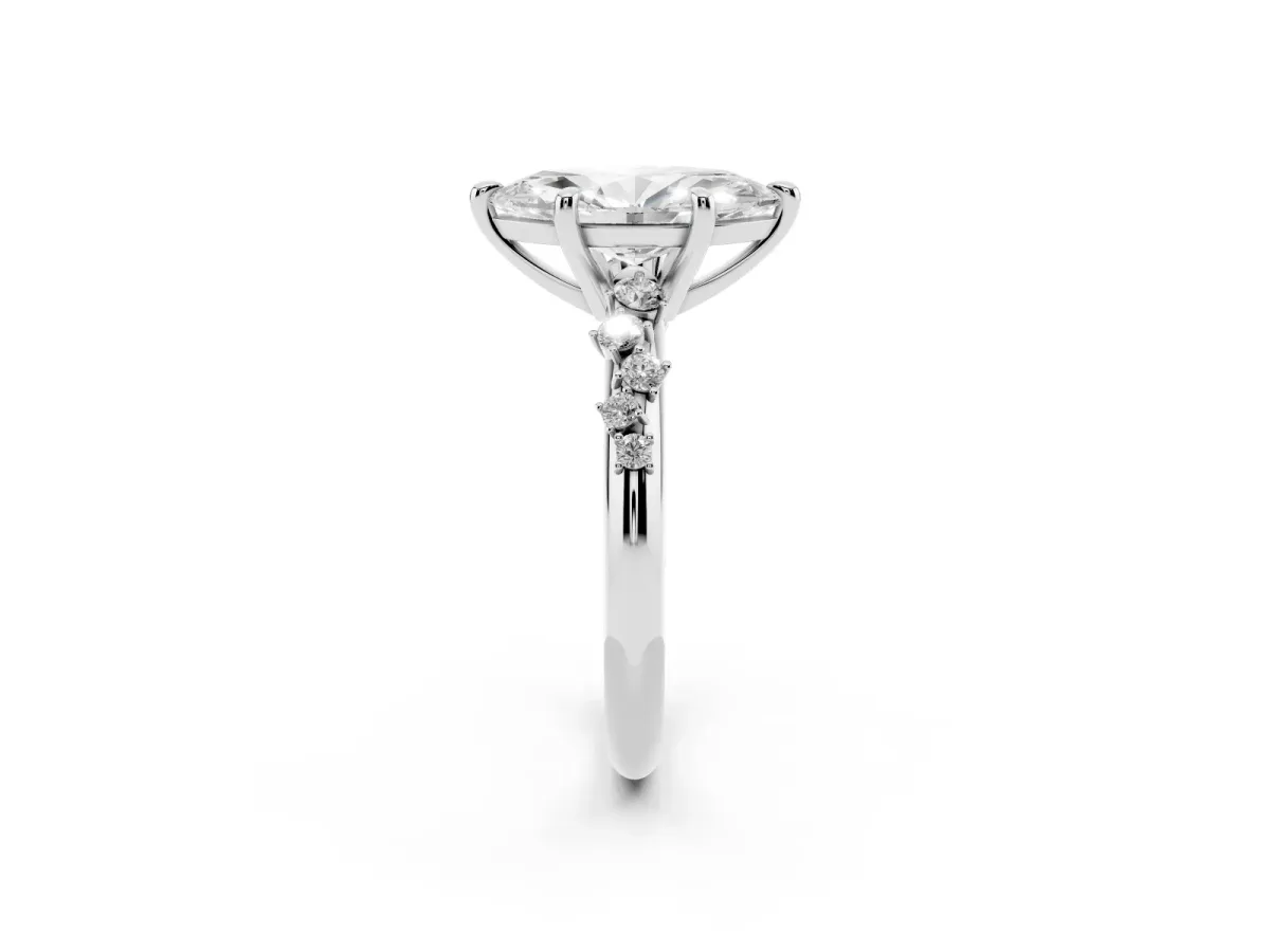 Marquise Cut Cut Diamond Vine Band with Four-Prong Setting Silver