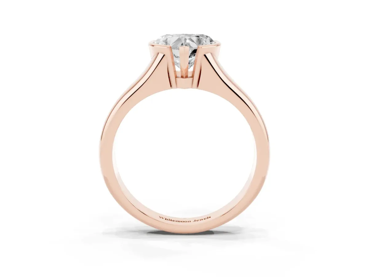 Heart Cut Solitaire Tension Set Diamond Ring with Split Shank Band Rose gold