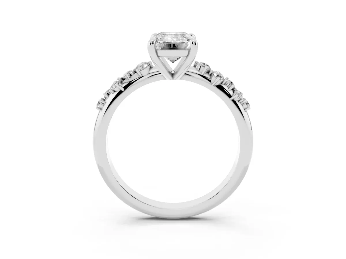 Emerald Cut Cut Diamond Vine Band with Four-Prong Setting Silver