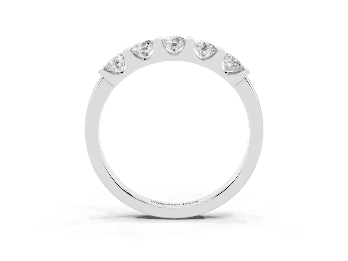Channel-Set Round Diamond Five-Stone Band Platinum