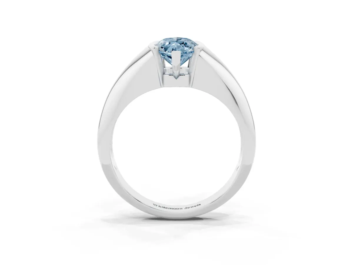 Fancy Blue Marquise Cut Solitaire Tension Set Diamond Ring Platinum