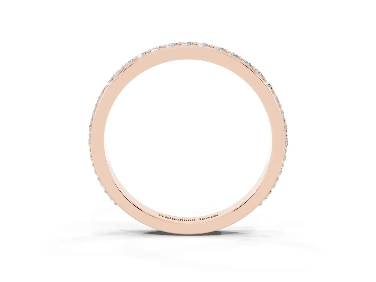 Pavé Round Diamond Eternity Band with Shared Prong Setting Rose gold