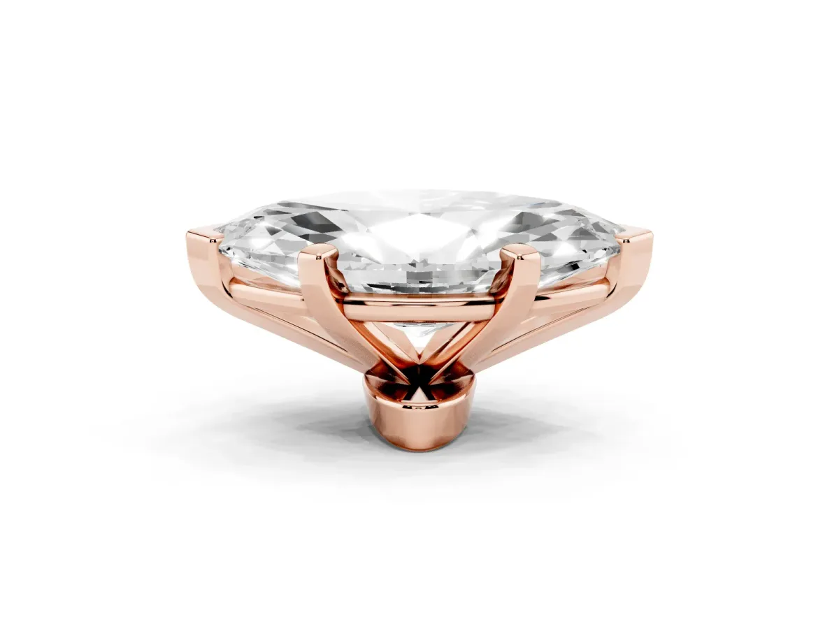 Marquise Cut Diamond Solitaire Ring with Prong Setting and Classic Band Rose gold