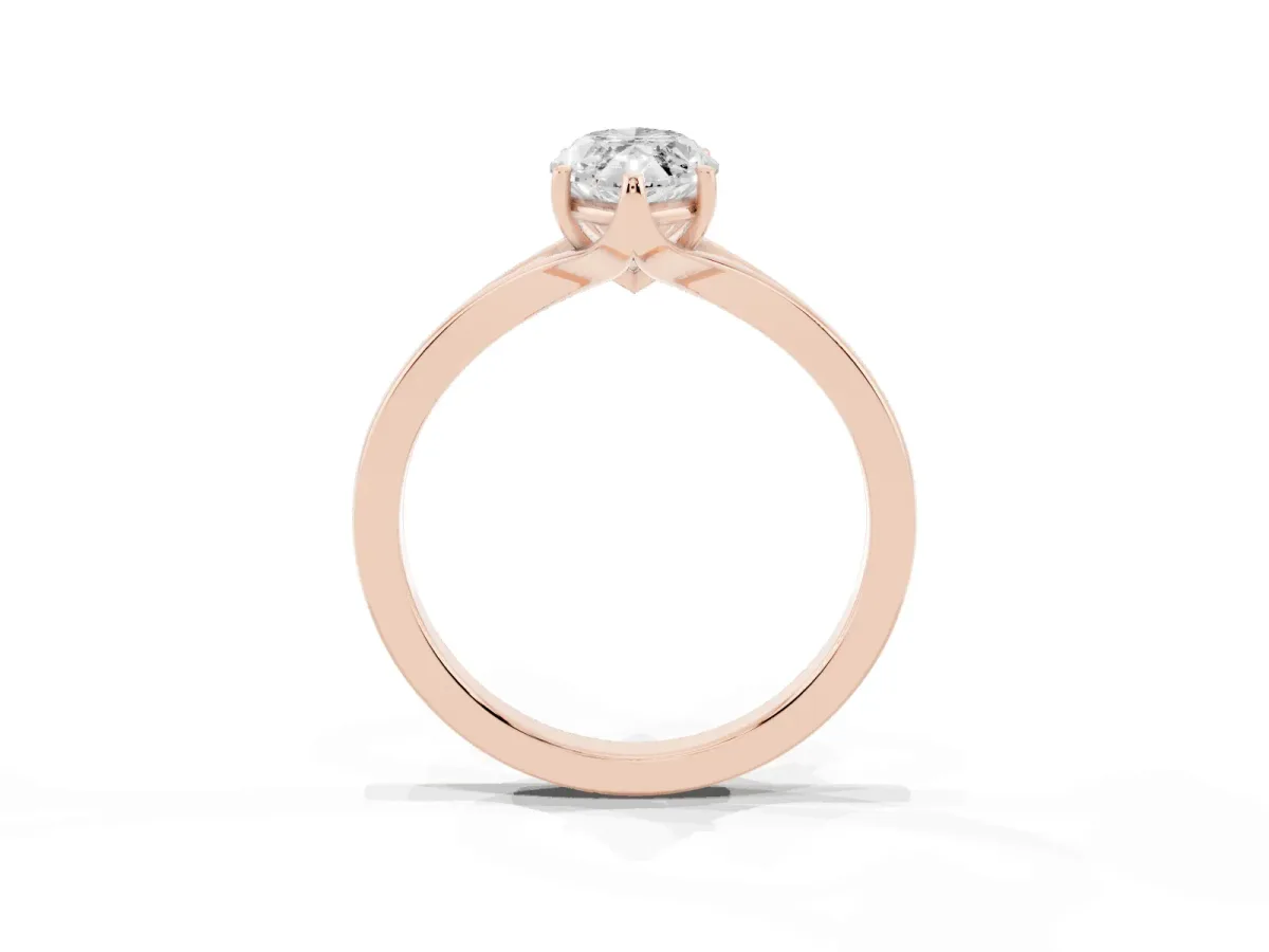Marquise Cut Solitaire Diamond Ring with Six-Prong Setting and Tapered Band Rose gold